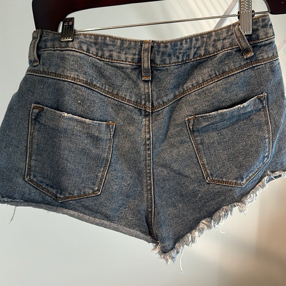 Denim Ripped Short Shorts, Size Small - Picture 2 of 3